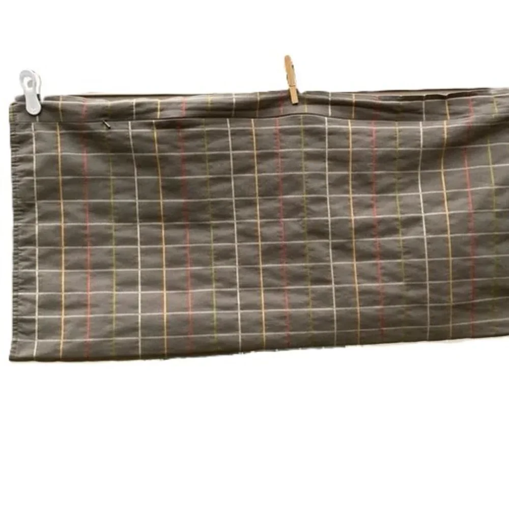 CRATE & BARREL Tattersall Zippered Pillow Cover Plaid Windowpane 16 x 36 inches